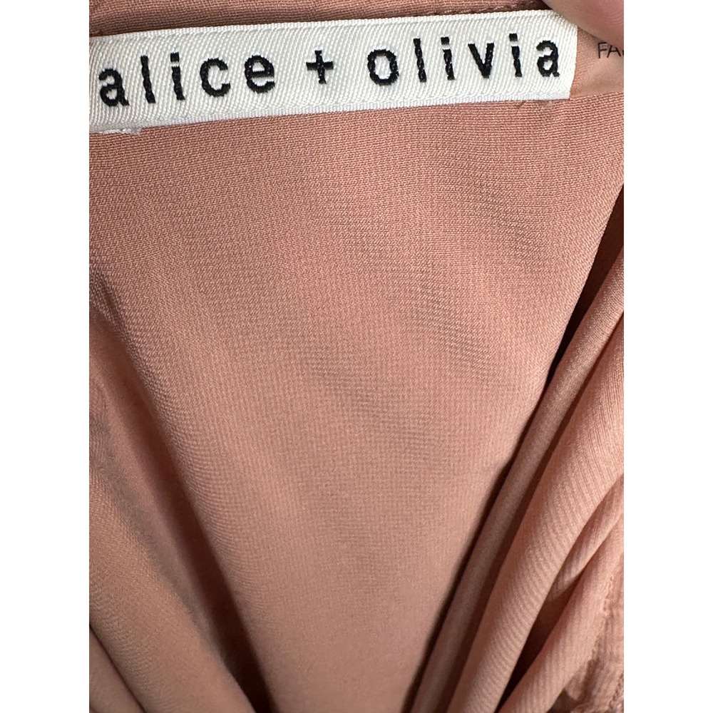 Alice + Olivia Marybeth Halter Top Large Terracotta Silk Velvet Tiered Draped - Picture 7 of 9